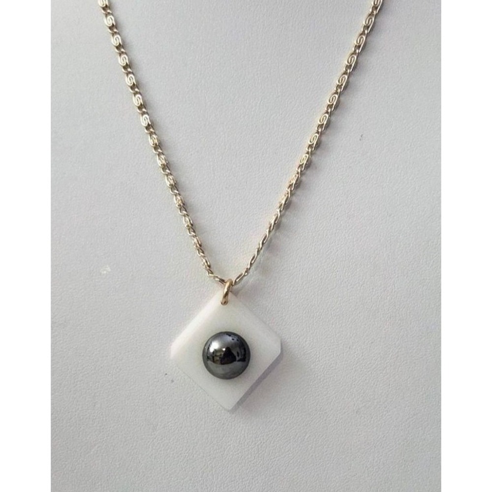 Germany Chain Hematite Geometrical Modern Asymmetrical Pendant Necklace 18"